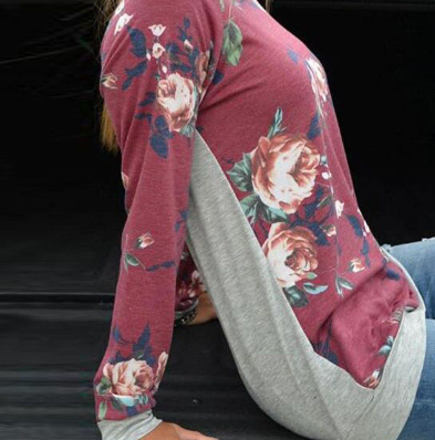"Women's Long Sleeve Printed Raglan Bottoming Shirt"
