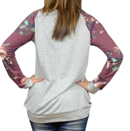 "Women's Long Sleeve Printed Raglan Bottoming Shirt"